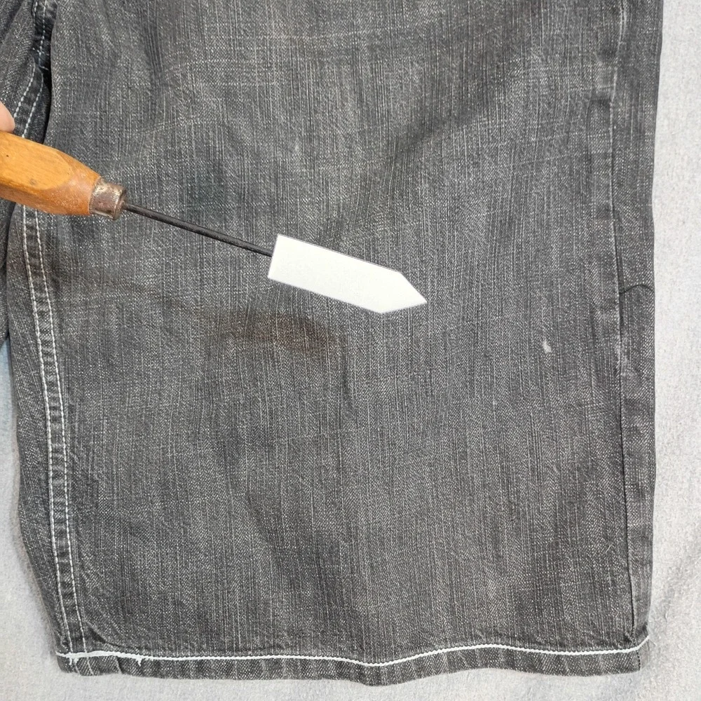 Vintage Enyce Mens 42 Denim Shorts Black Gray Baggy Hip Hop Y2K Long Jorts